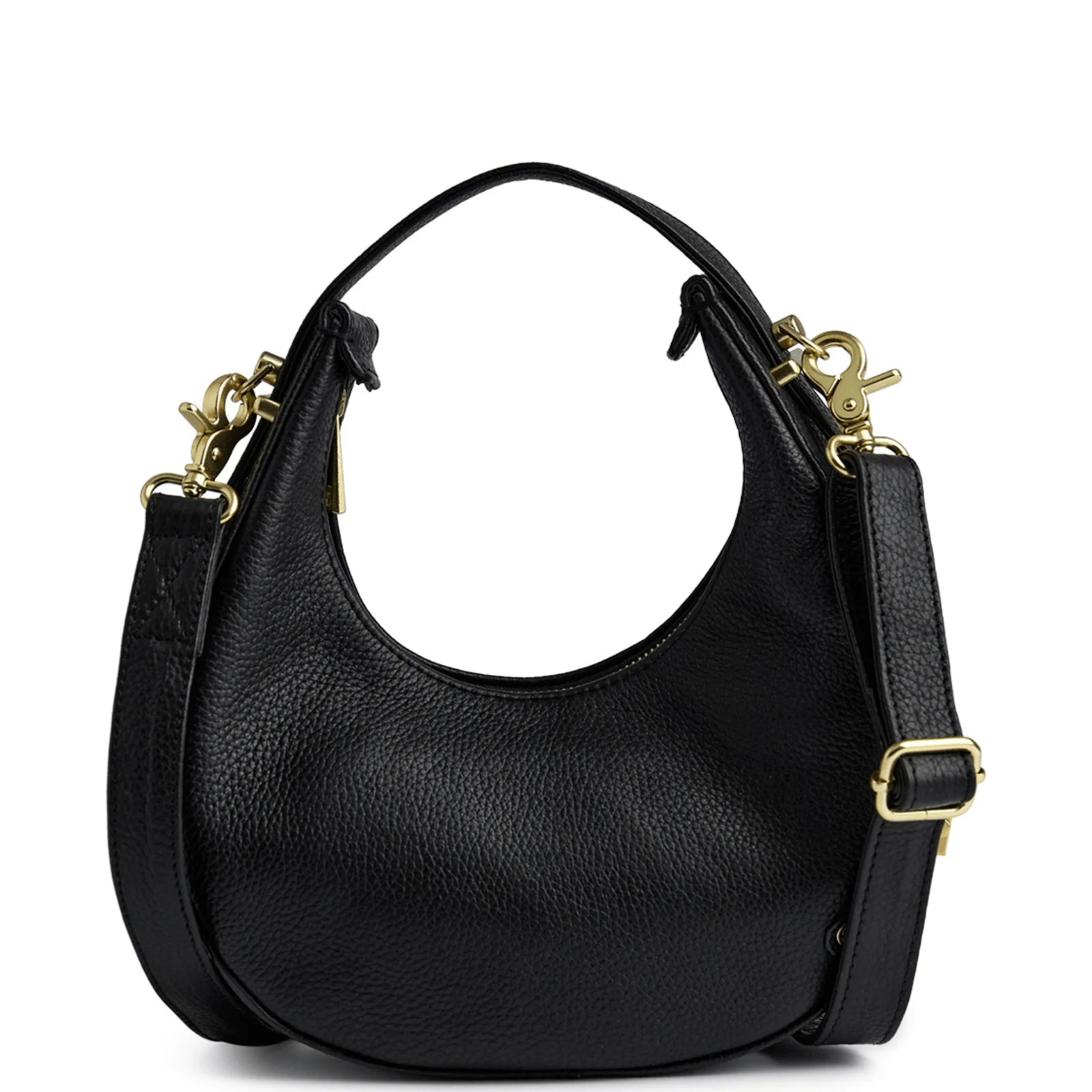 Depeche Black Leather Half Moon Shoulder Bag