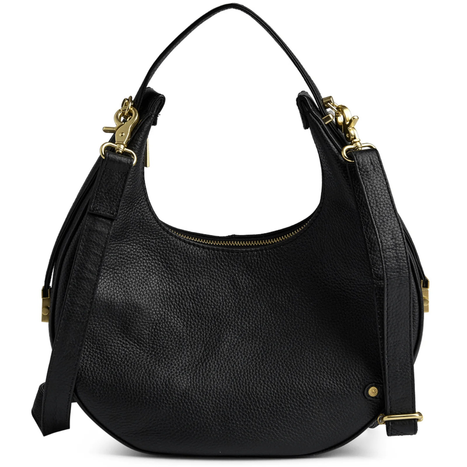 Depeche Black Leather Large Half Moon Shoulder Bag