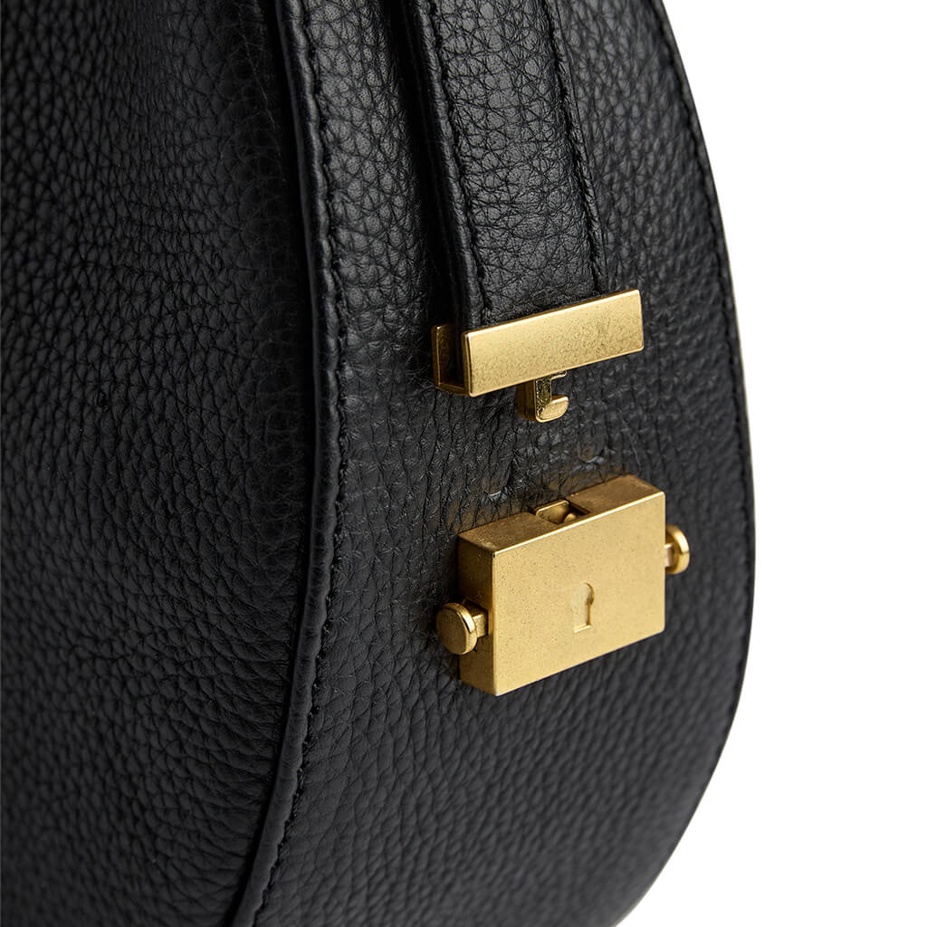 Depeche Black Leather Large Half Moon Shoulder Bag - Image 3