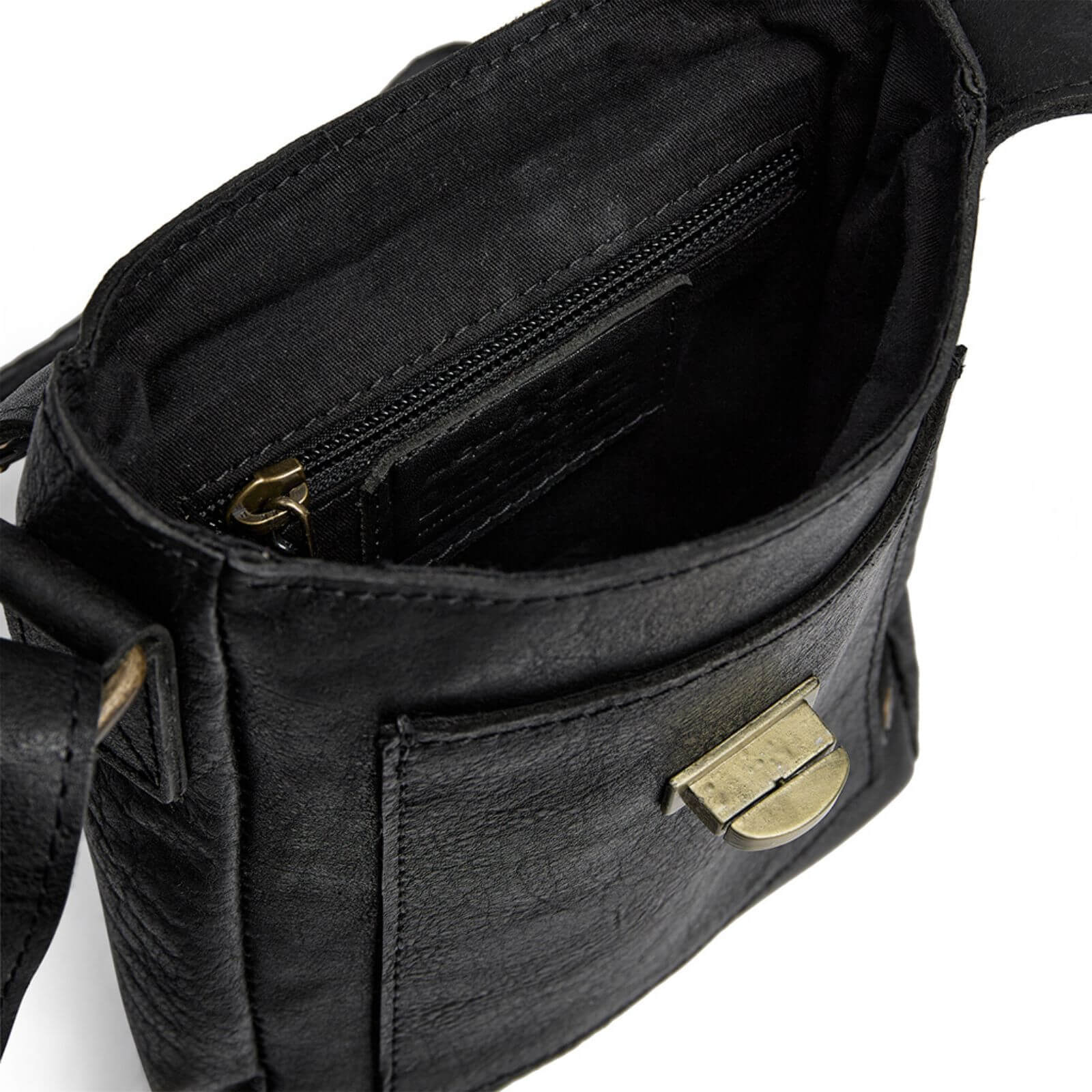 Depeche Black Leather Studded Small Crossbody Mobile Bag - Image 3