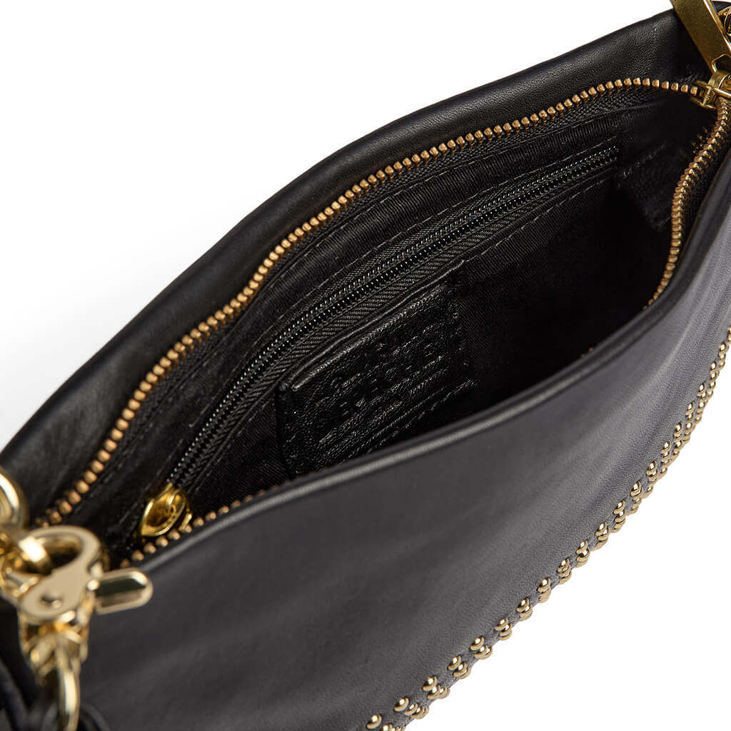 Depeche Black Leather Small Studded Clutch Bag - Image 2