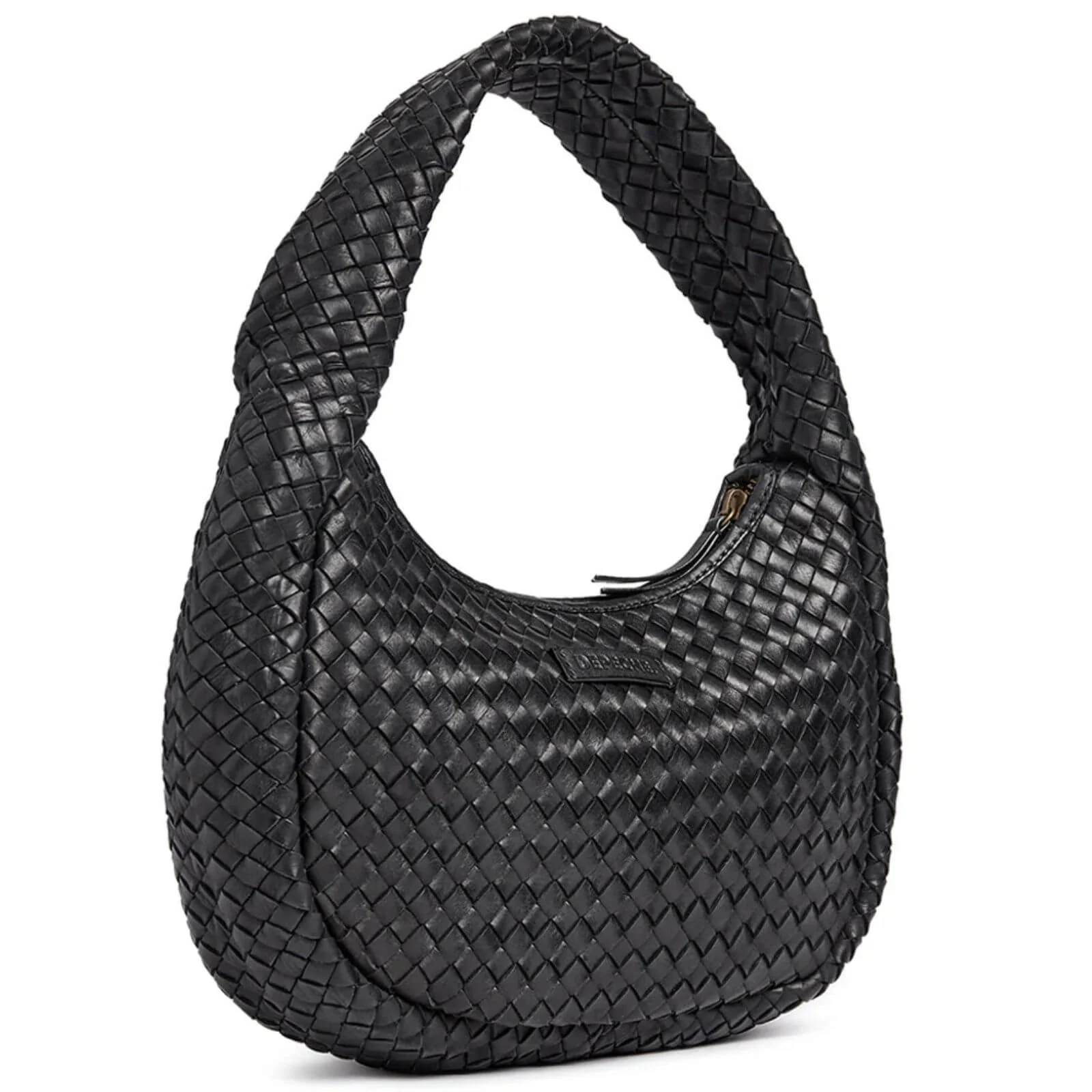 Depeche Black Leather Woven Grab Bag