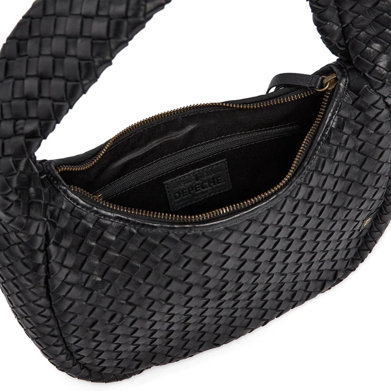Depeche Black Leather Woven Grab Bag - Image 3