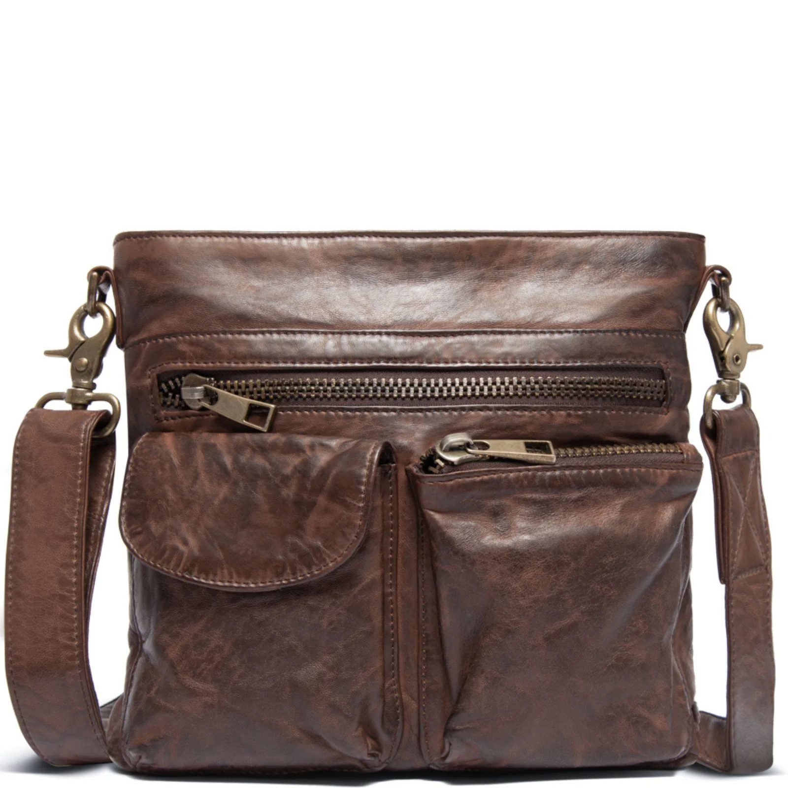 Depeche Brown Leather Crossbody Bag