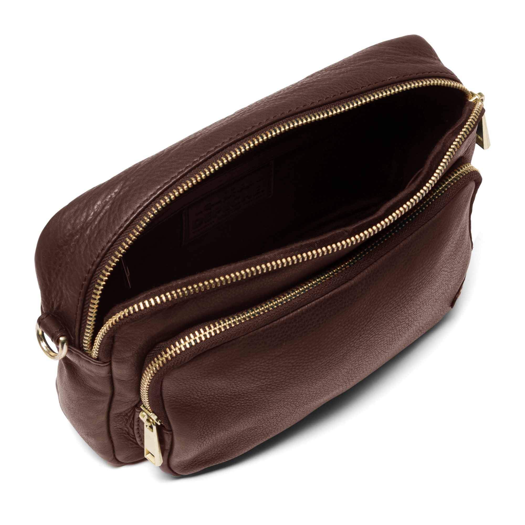 Depeche Brown Leather Double Compartment Crossbody Bag - Image 2