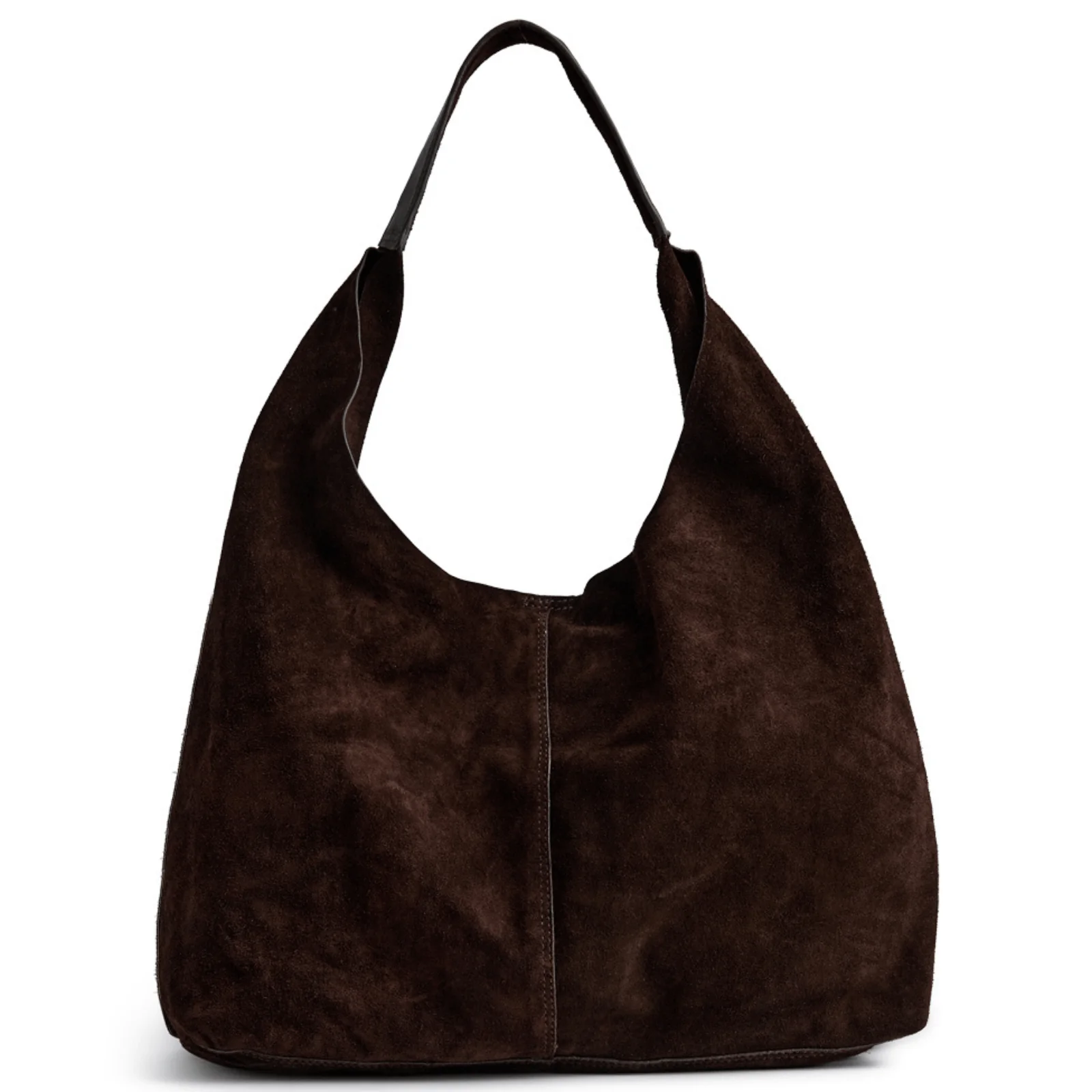 Depeche Brown Suede Slouch Shoulder Bag