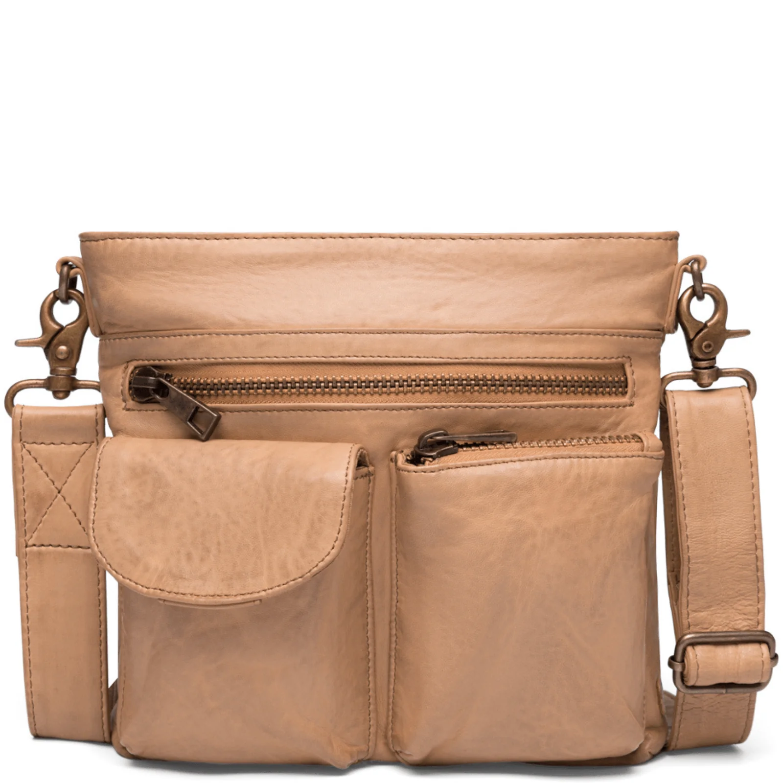 Depeche Camel Leather Crossbody Bag