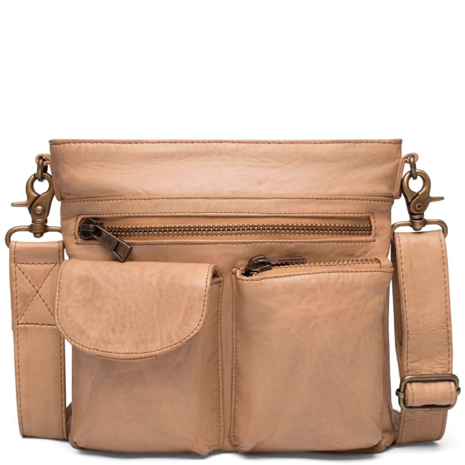 Depeche Camel Leather Crossbody Bag