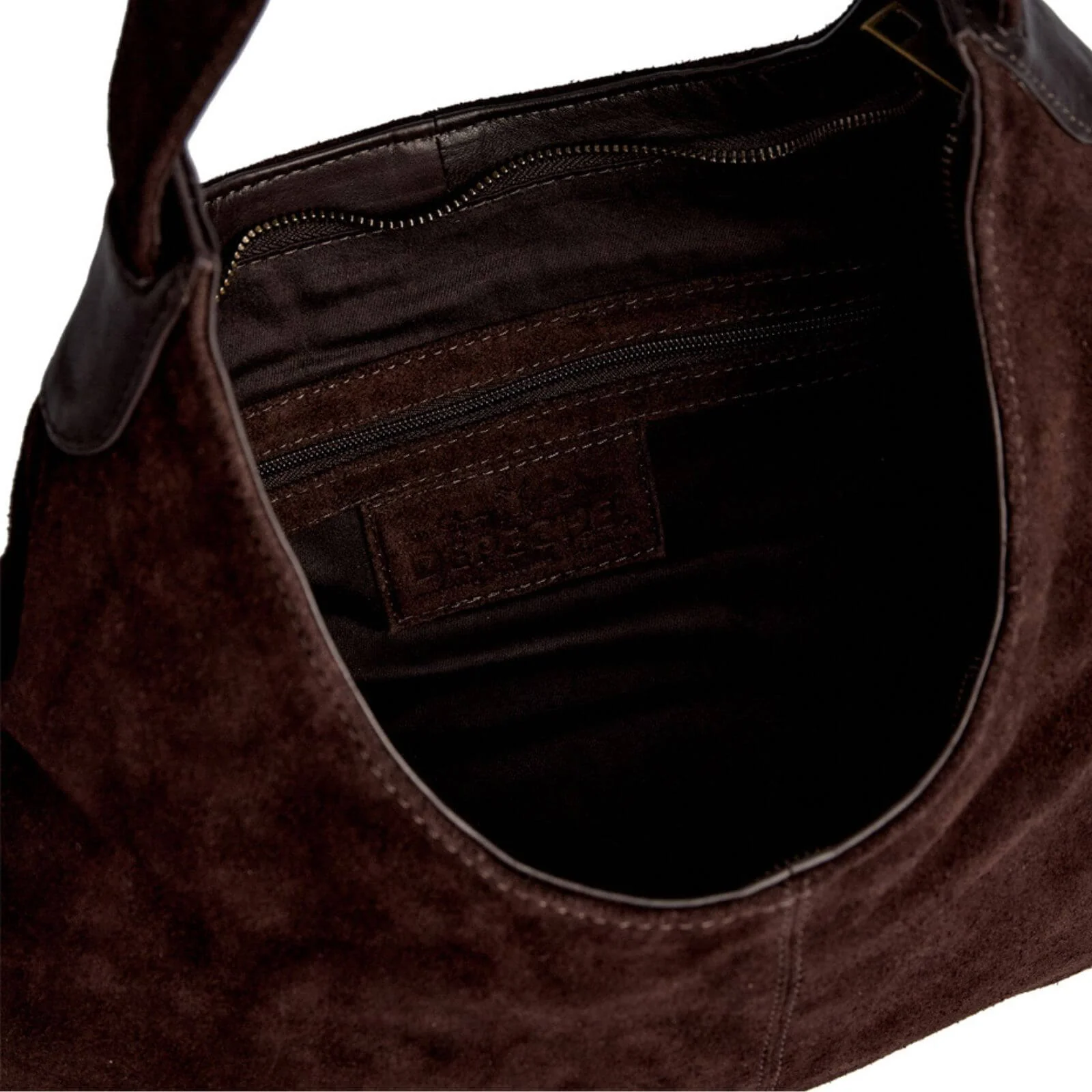 Depeche Chocolate Suede Slouch Shoulder Bag - Image 3