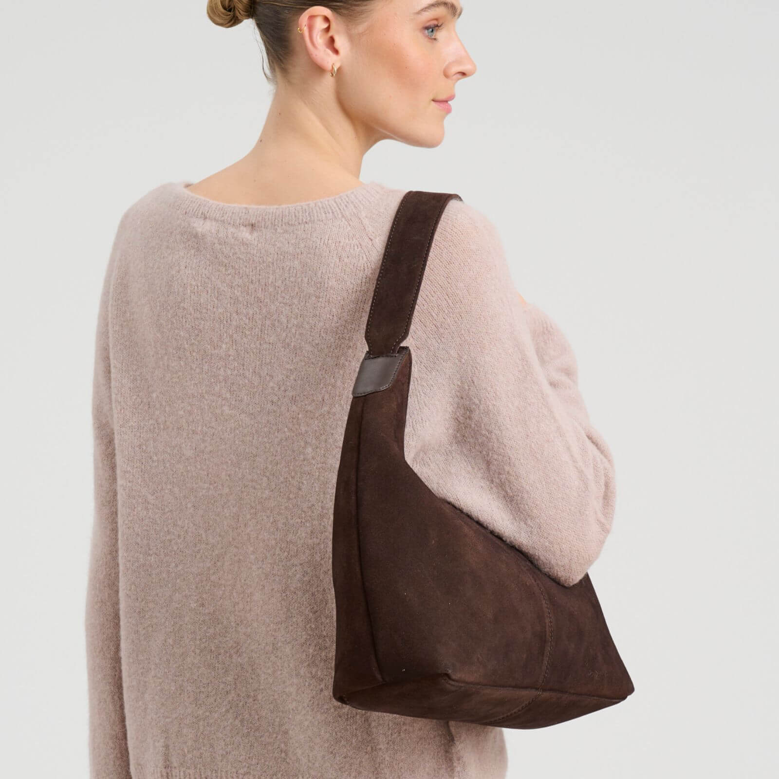 Depeche Chocolate Suede Slouch Shoulder Bag - Image 5