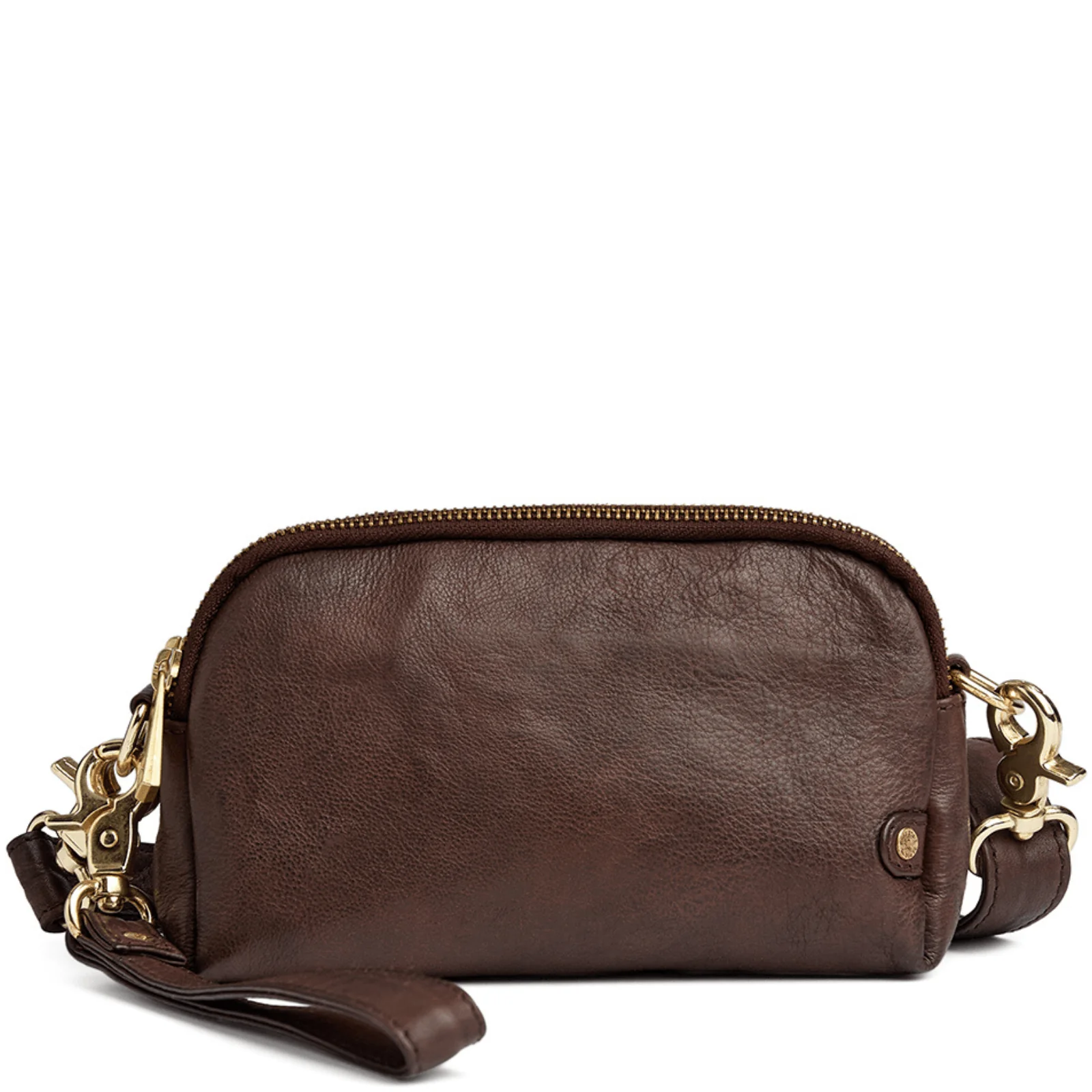 Depeche Coffee Leather Rectangle Crossbody Bag