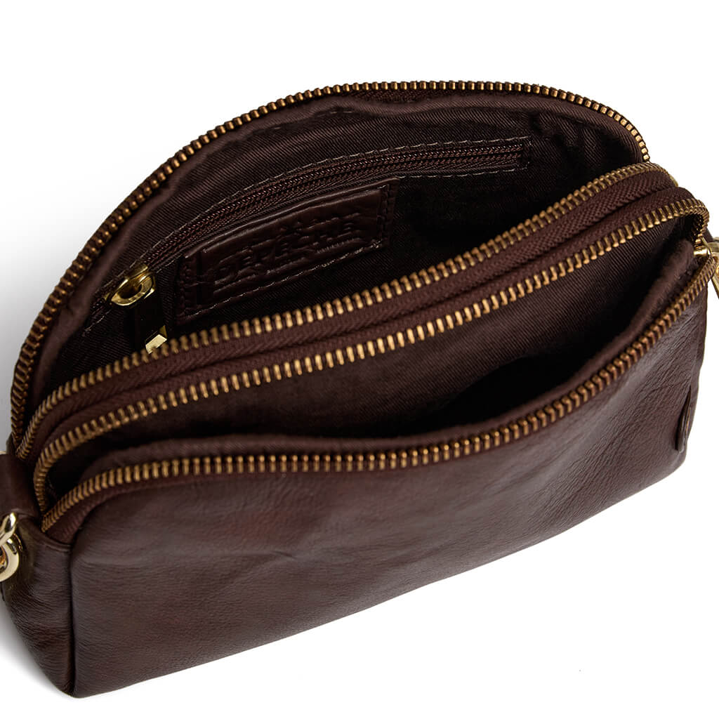 Depeche Coffee Leather Rectangle Crossbody Bag - Image 3