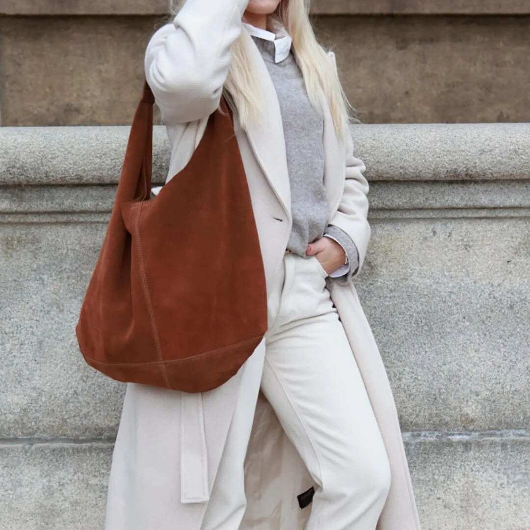 Depeche Cognac Suede Slouch Shoulder Bag - Image 5