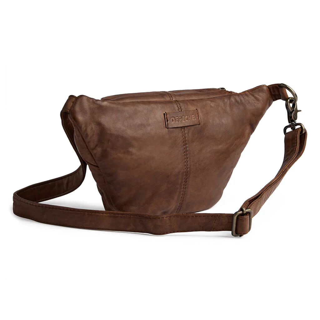 Depeche Dark Brown Leather Bumbag/Sling Bag - Brass Hardware - Image 2