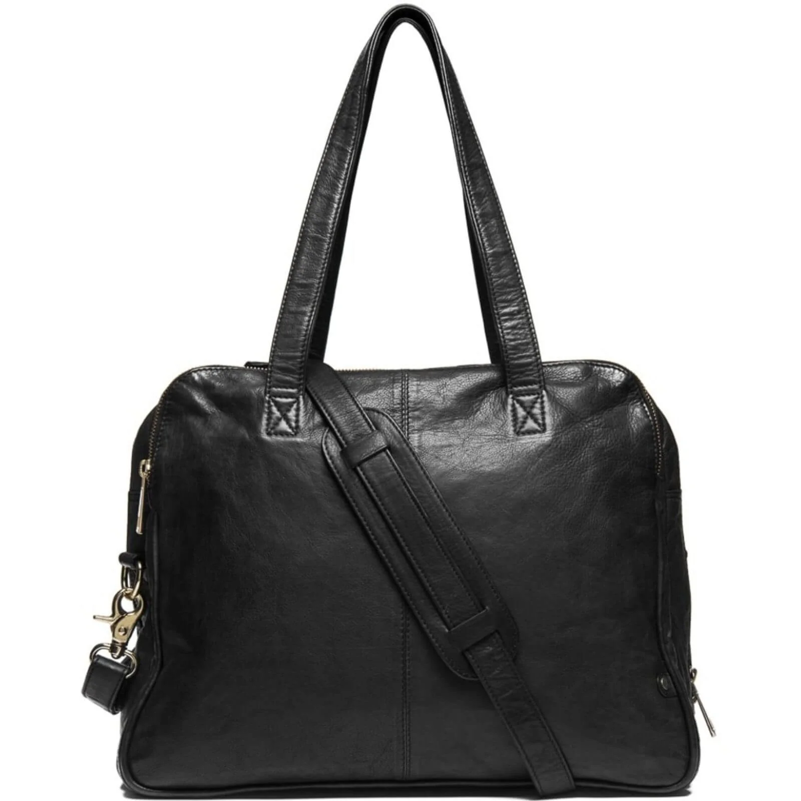 Depeche Large Black Leather Tote Bag