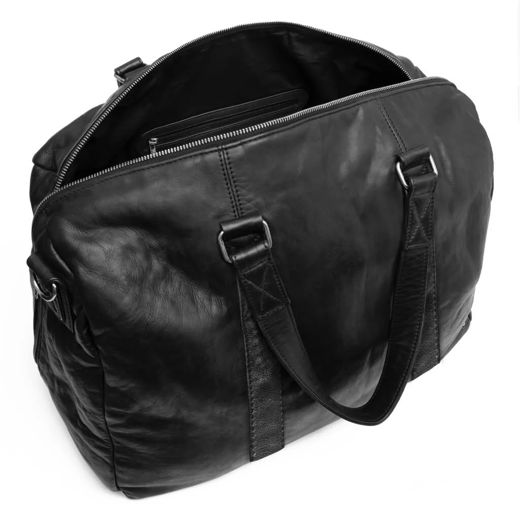 Depeche Large Black Leather Weekend Bag - Image 2