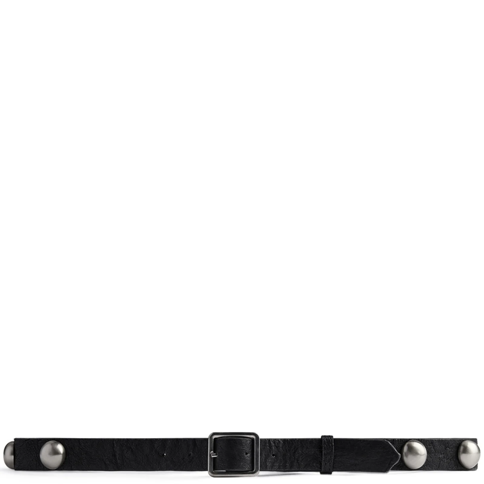 Depeche Large Silver Dome Studded Black Leather Belt