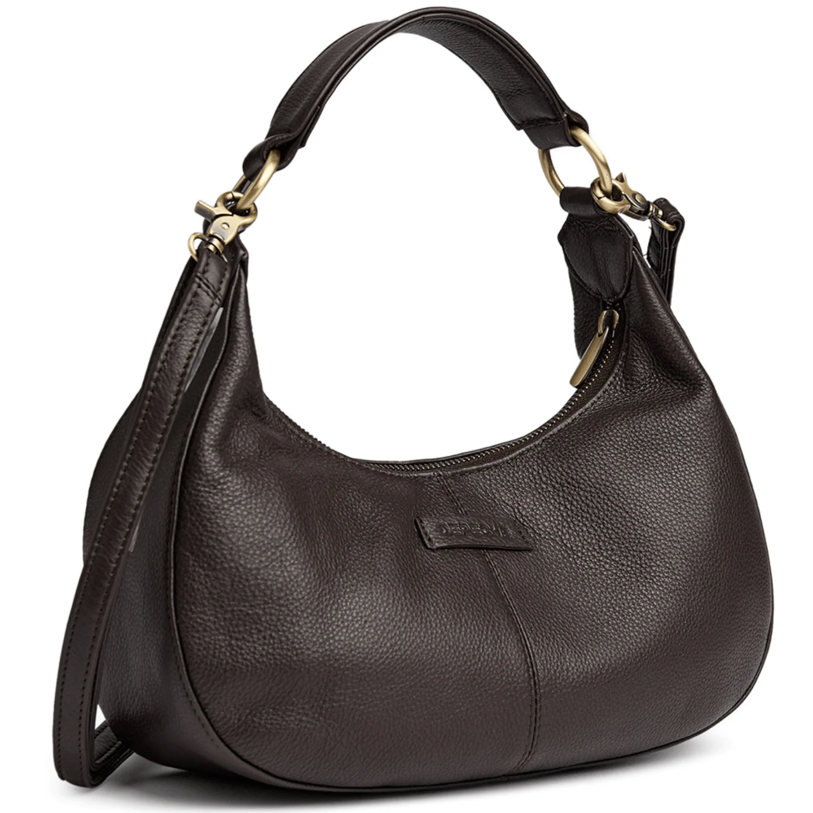Depeche Mocca Leather Half Moon Bag