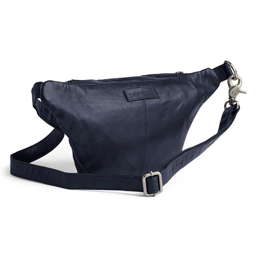 Depeche Navy Leather Bumbag/Sling Bag - Silver Hardware - Image 3