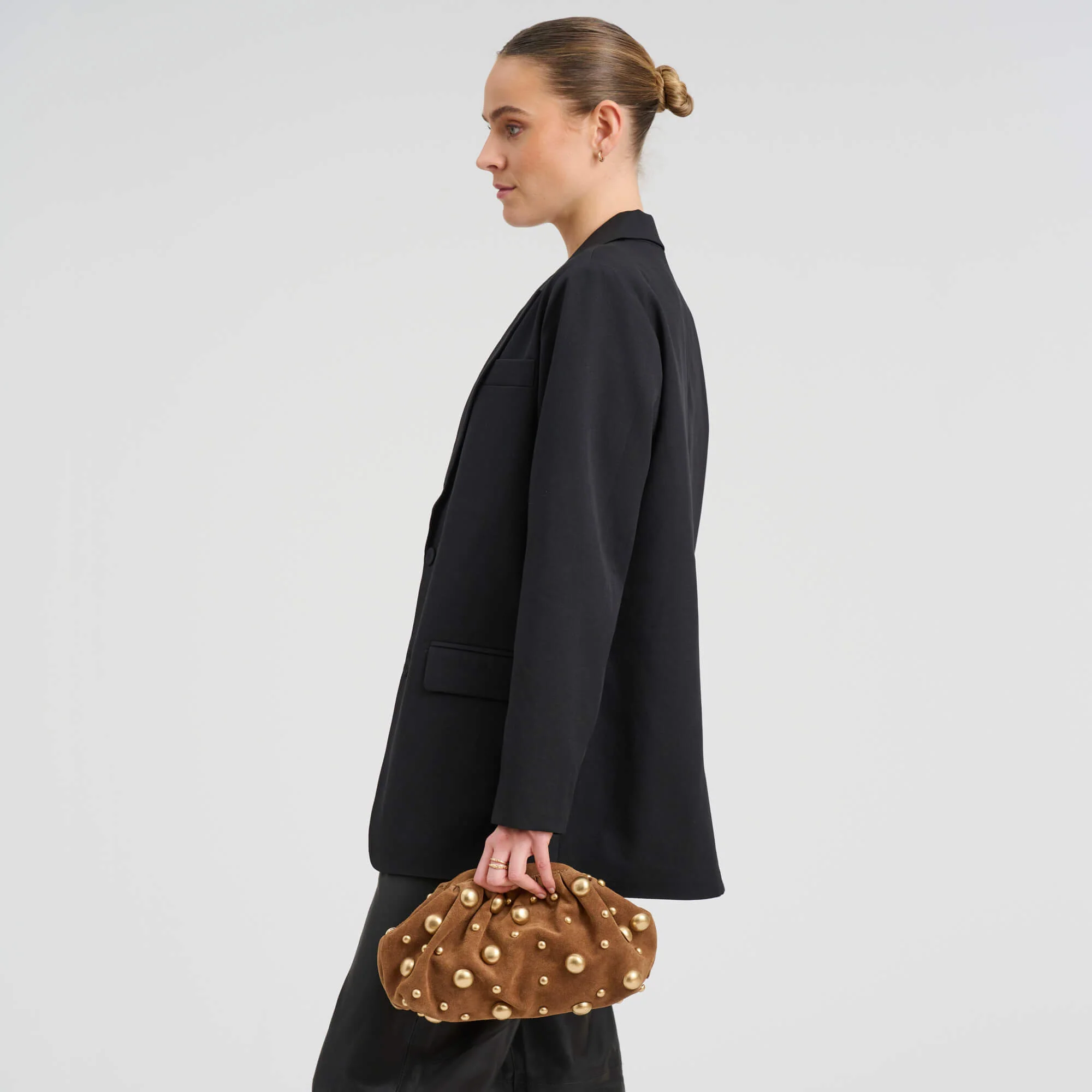 Depeche Rotterdam Caramel Suede Leather Clutch Bag - Image 5
