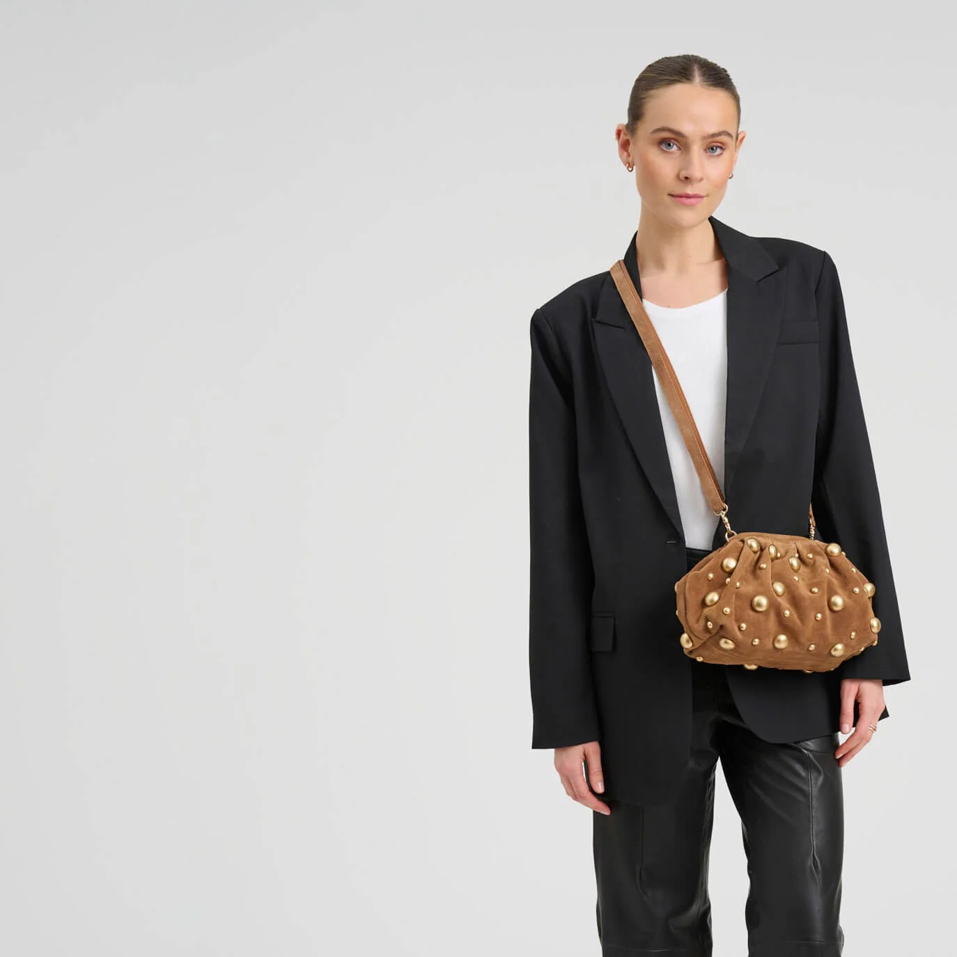 Depeche Rotterdam Caramel Suede Leather Clutch Bag - Image 6