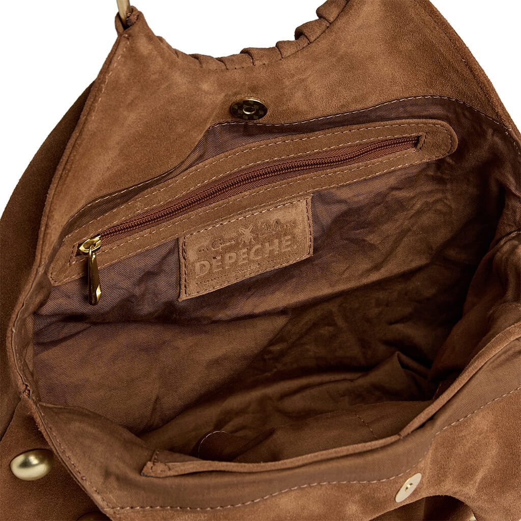 Depeche Rotterdam Caramel Suede Leather Handbag - Image 3