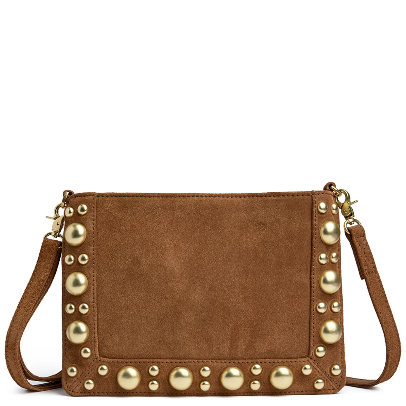 Depeche Rotterdam Caramel Suede Leather Slim Crossbody Bag