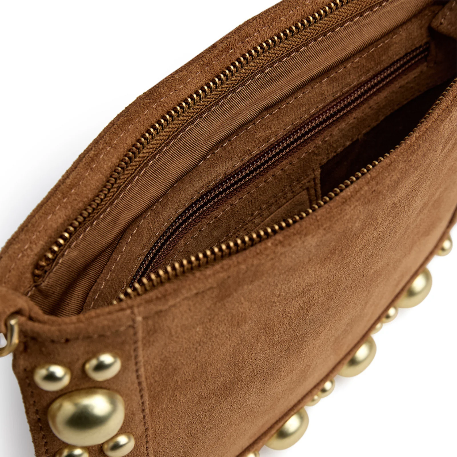Depeche Rotterdam Caramel Suede Leather Slim Crossbody Bag - Image 2