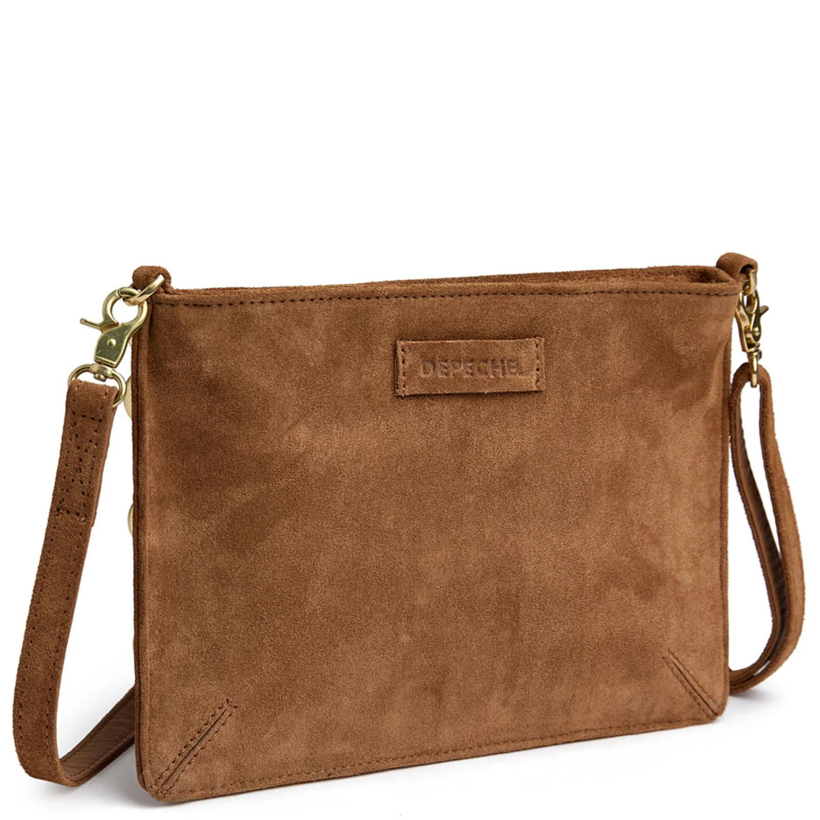 Depeche Rotterdam Caramel Suede Leather Slim Crossbody Bag - Image 3