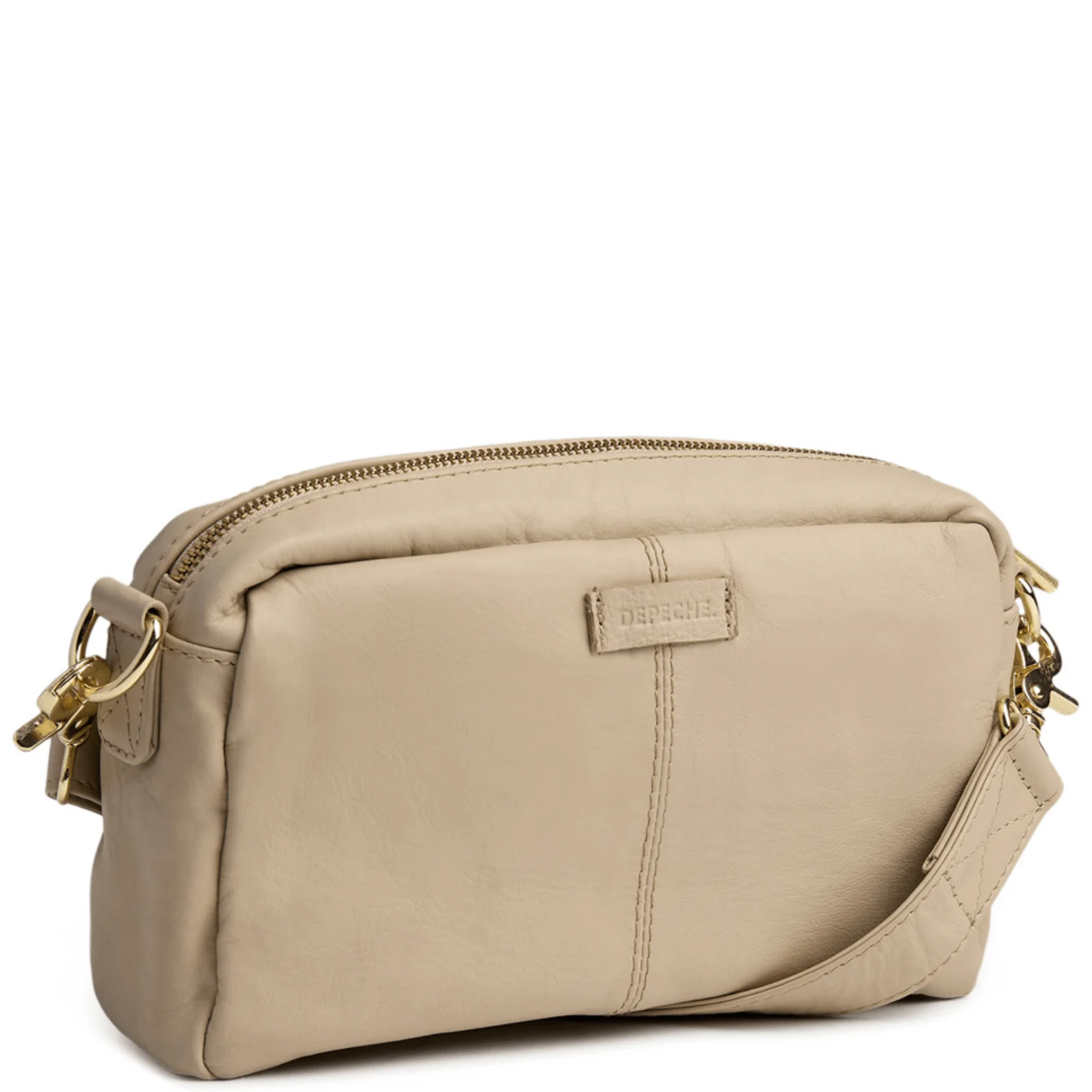 Depeche Sand Leather Double Compartment Crossbody Bag - Image 2