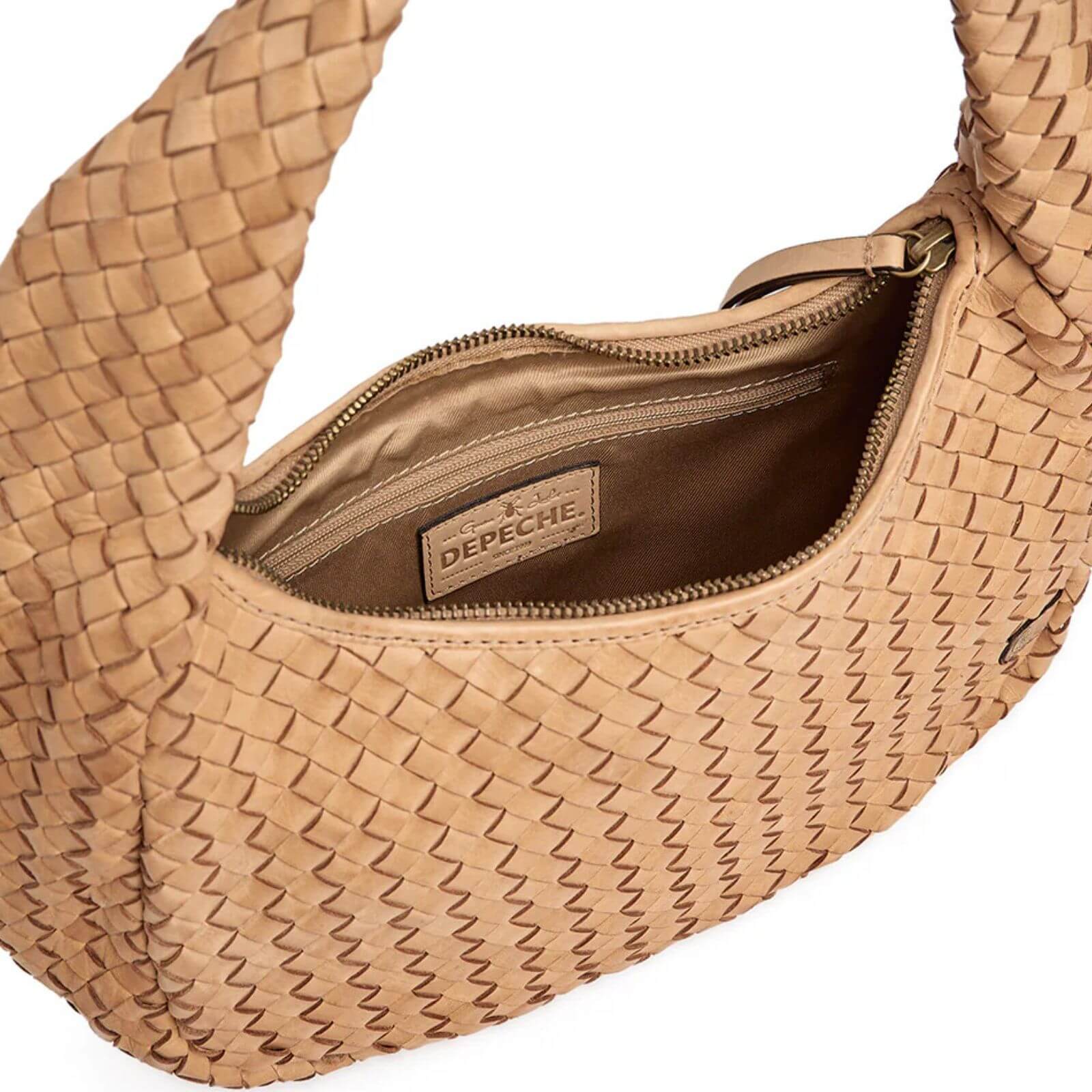 Depeche Sand Leather Woven Grab Bag - Image 3