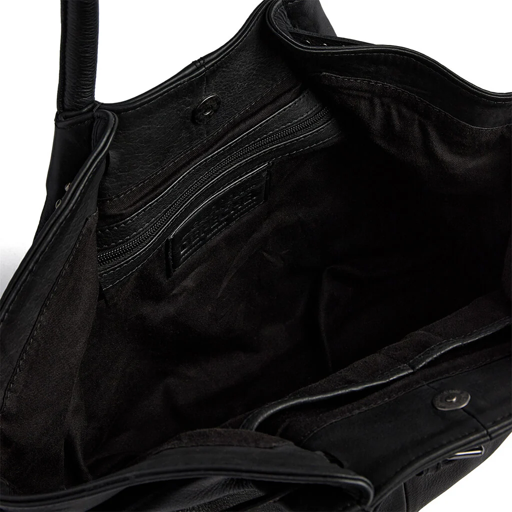Depeche Silver Studded Belt Black Leather Shoulder Bag - Image 3