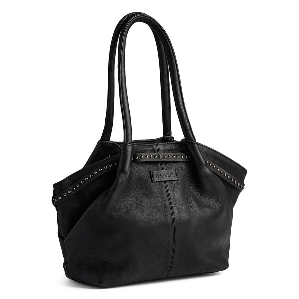 Depeche Silver Studded Belt Black Leather Shoulder Bag - Image 4