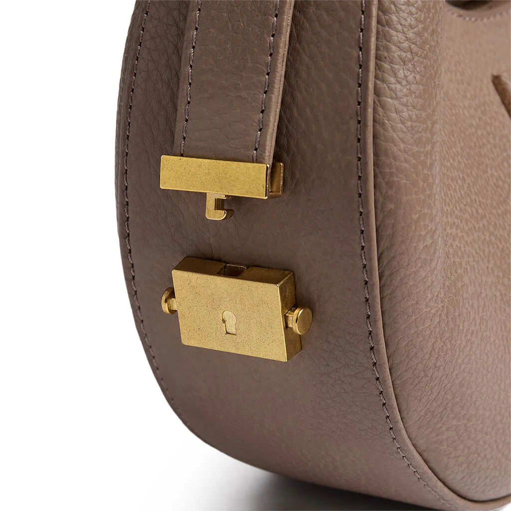 Depeche Taupe Leather Half Moon Shoulder Bag - Image 3