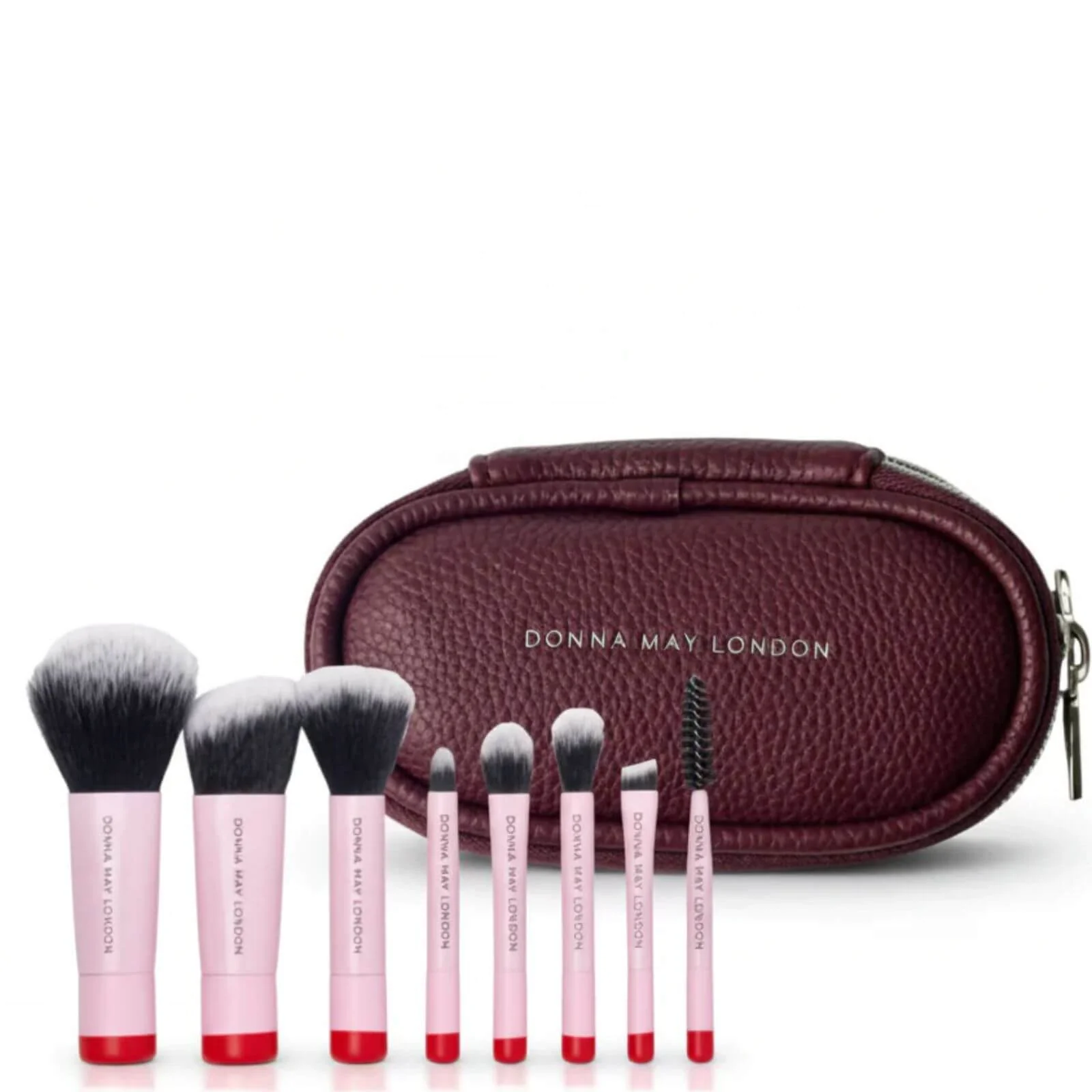 Donna May 8 Piece Travel Makeup Brush Set - Burgundy