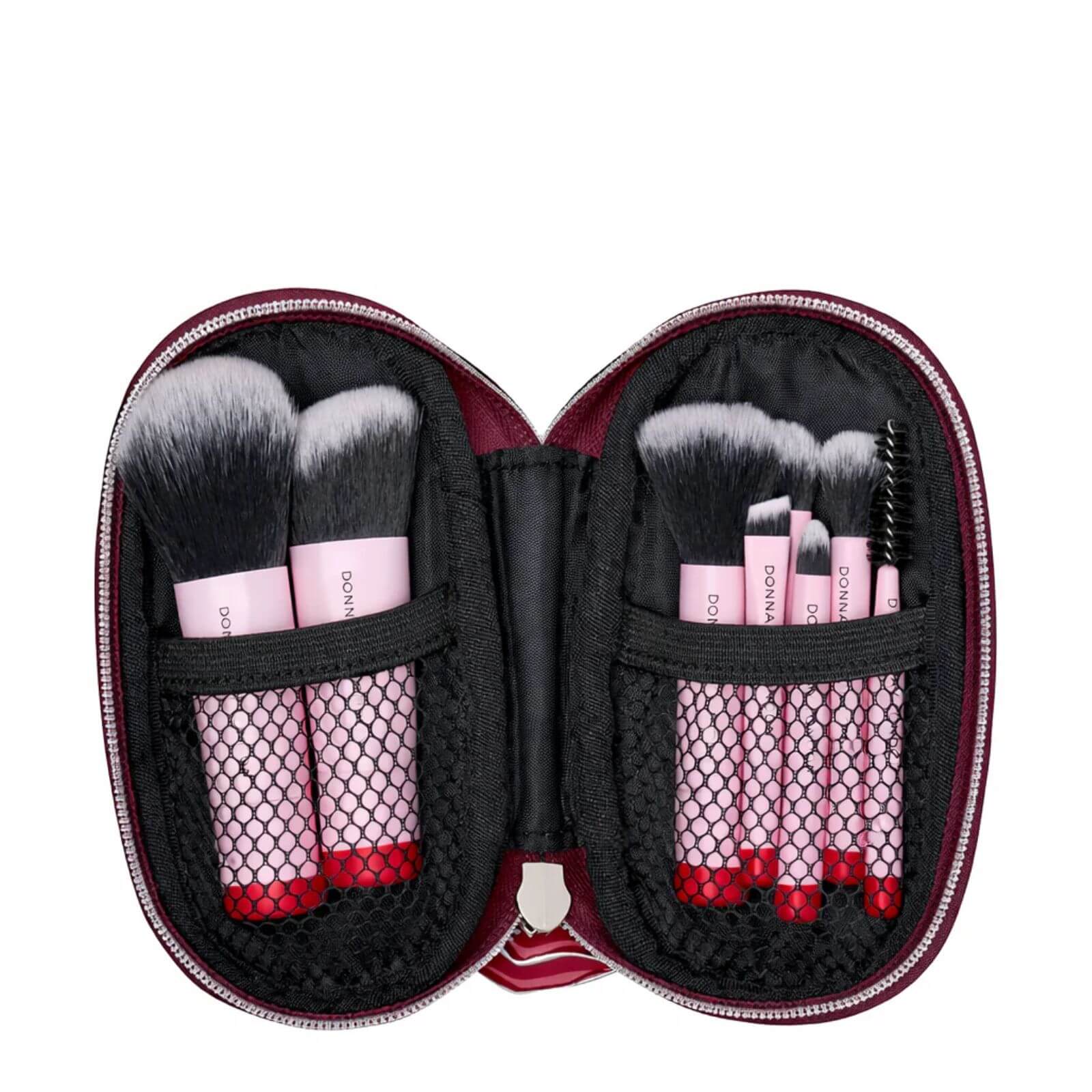 Donna May 8 Piece Travel Makeup Brush Set - Burgundy - Image 3