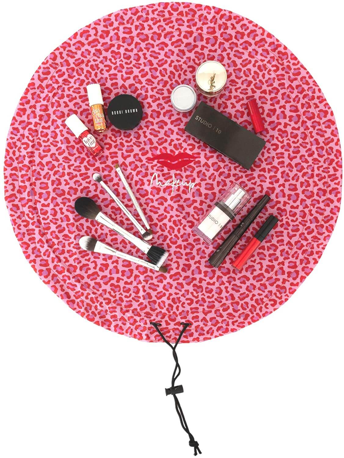 Donna May Drawstring Makeup Bag - Red/Pink Leopard - Image 4