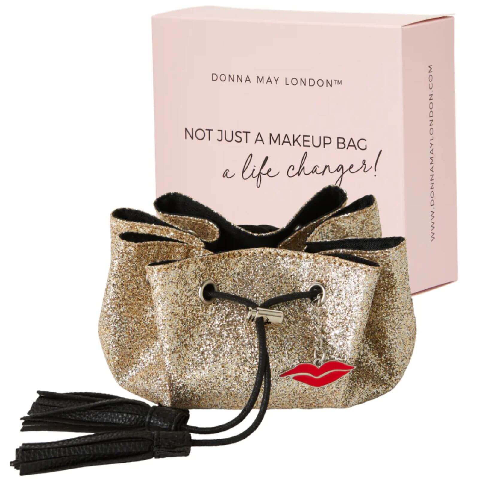 Donna May Mini Vegan Drawstring Bag - Gold Sparkle
