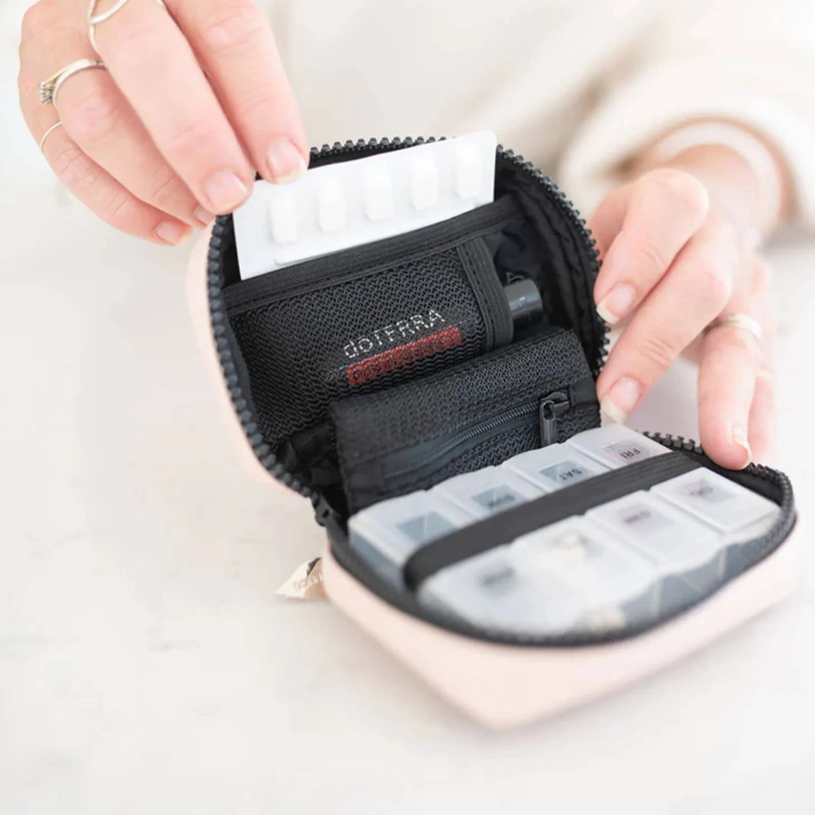 Donna May Pill Pal Box & Pouch - Blush Pink - Image 2