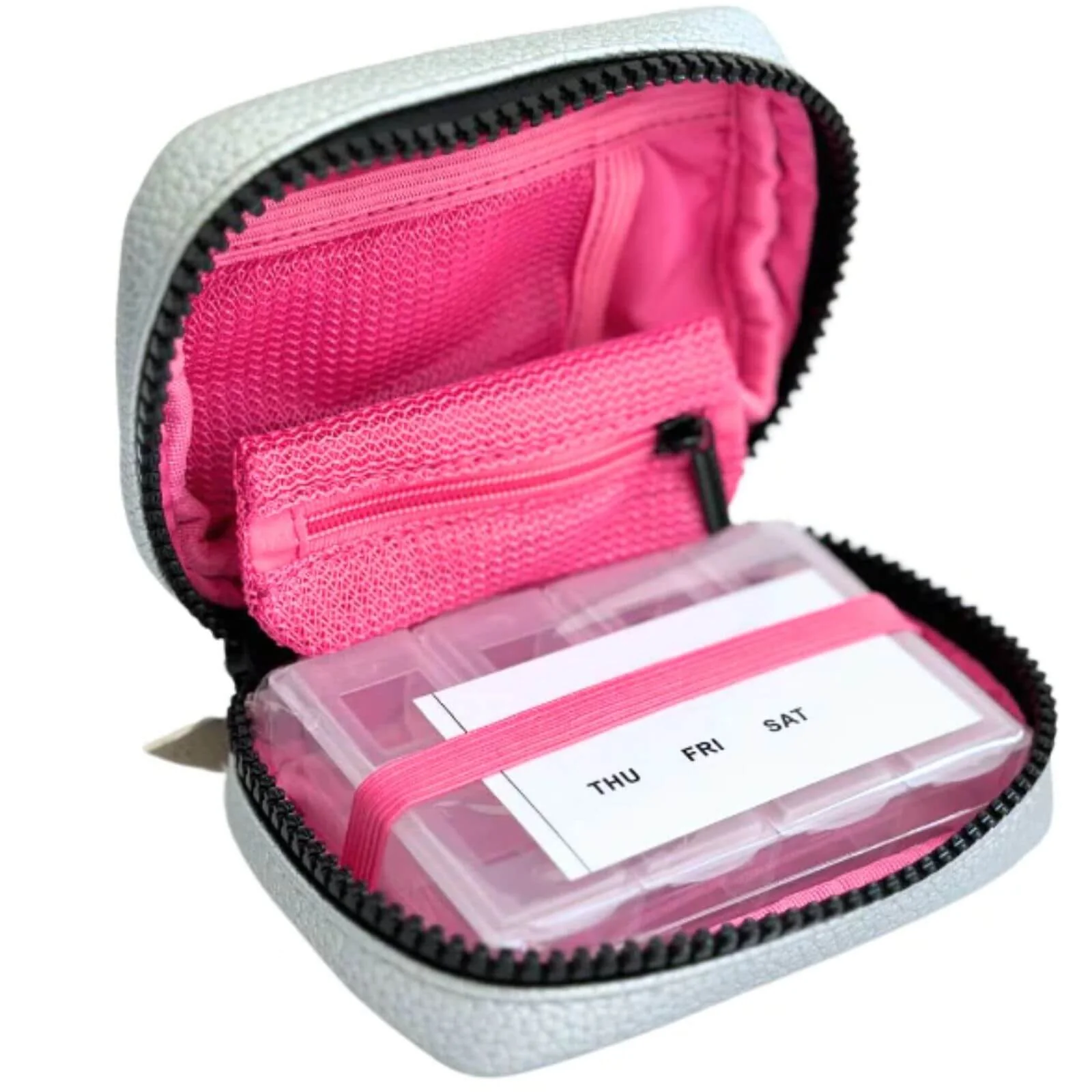 Donna May Pill Pal Box & Pouch - Silver - Image 2