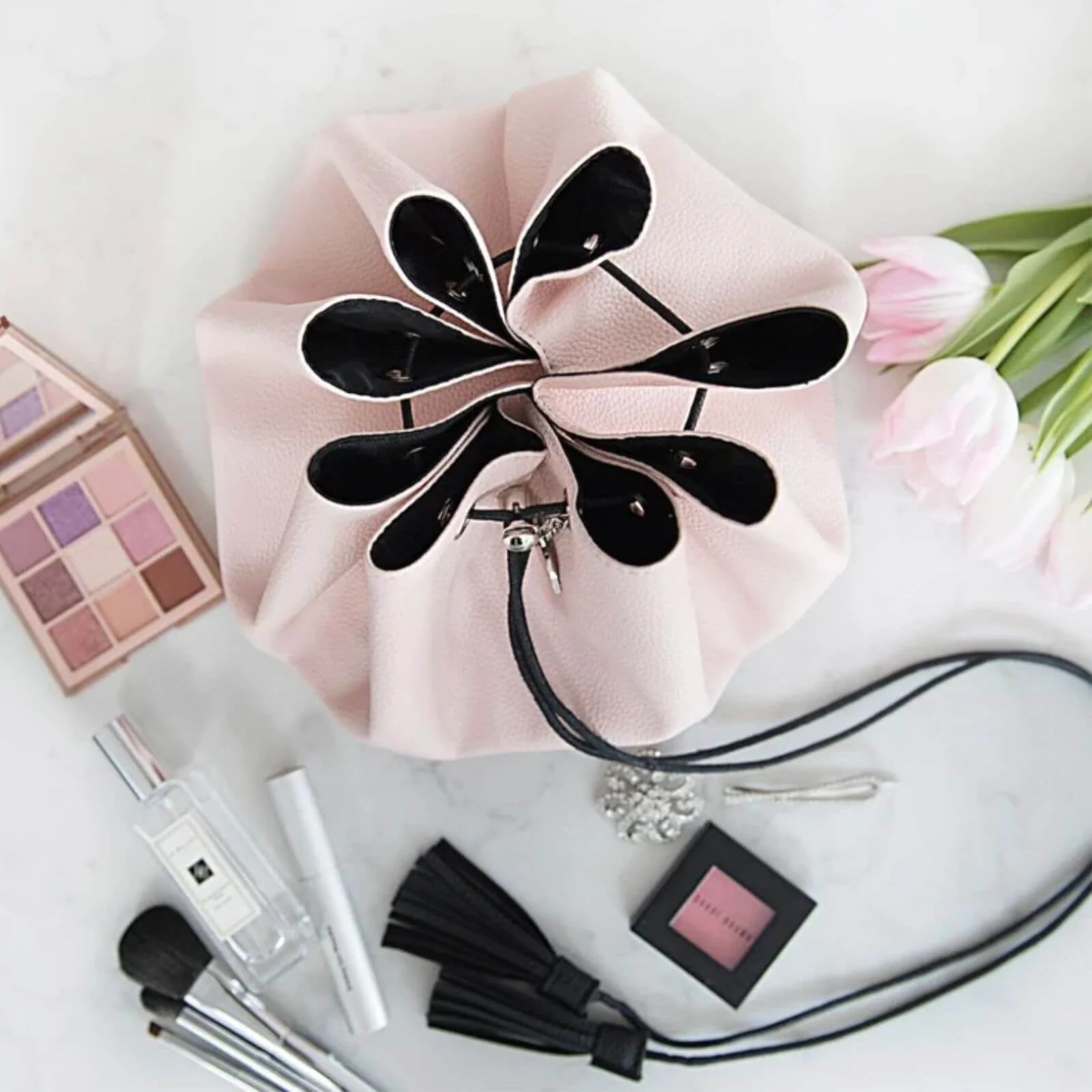 Donna May Vegan Leather Drawstring Bag - Blush Pink - Image 5