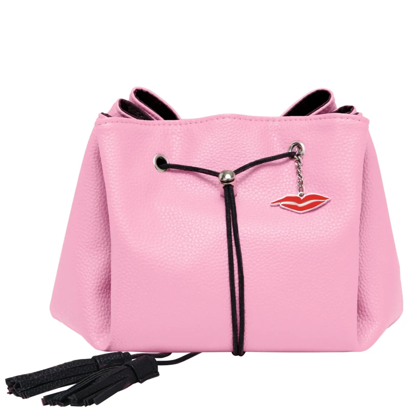 Donna May Vegan Leather Drawstring Bag - Peony Pink