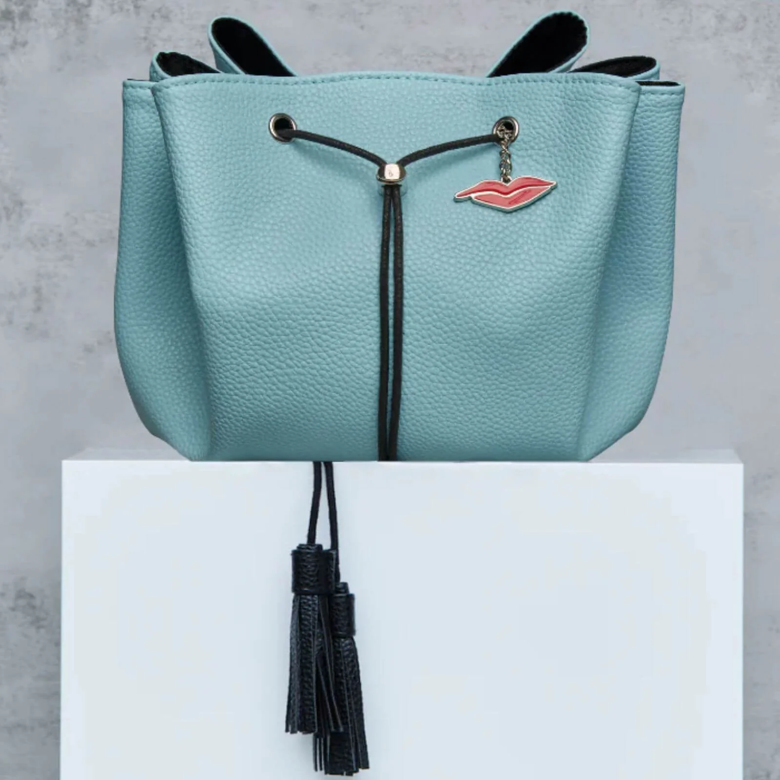 Donna May Vegan Leather Drawstring Bag - Sea Breeze