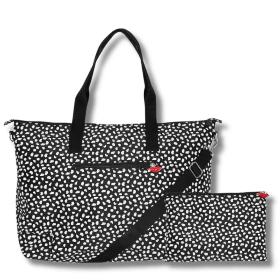 Donna May Weekender Bag - Black & White Spot