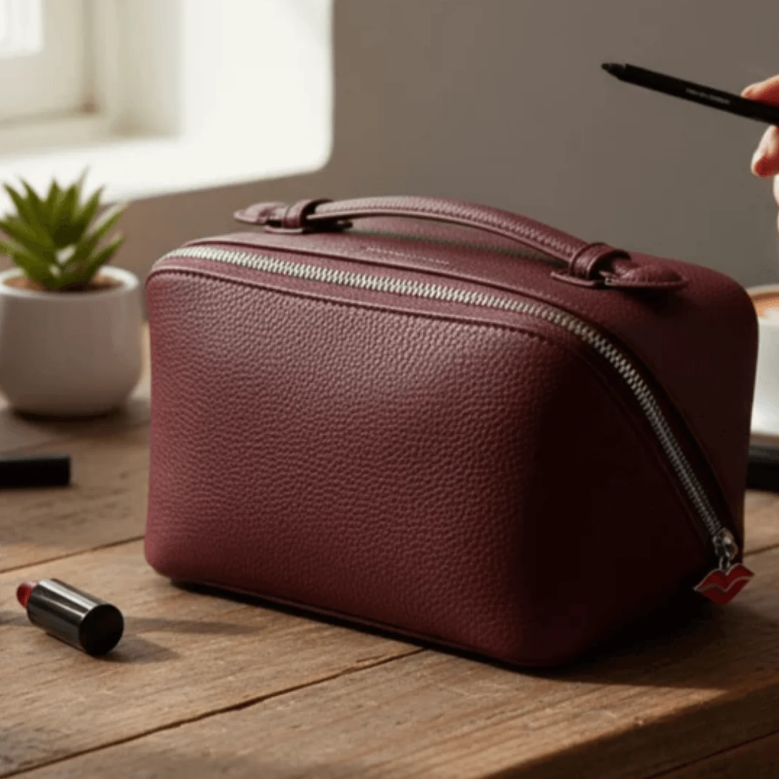 Donna May Zip Make Up Bag - Burgundy