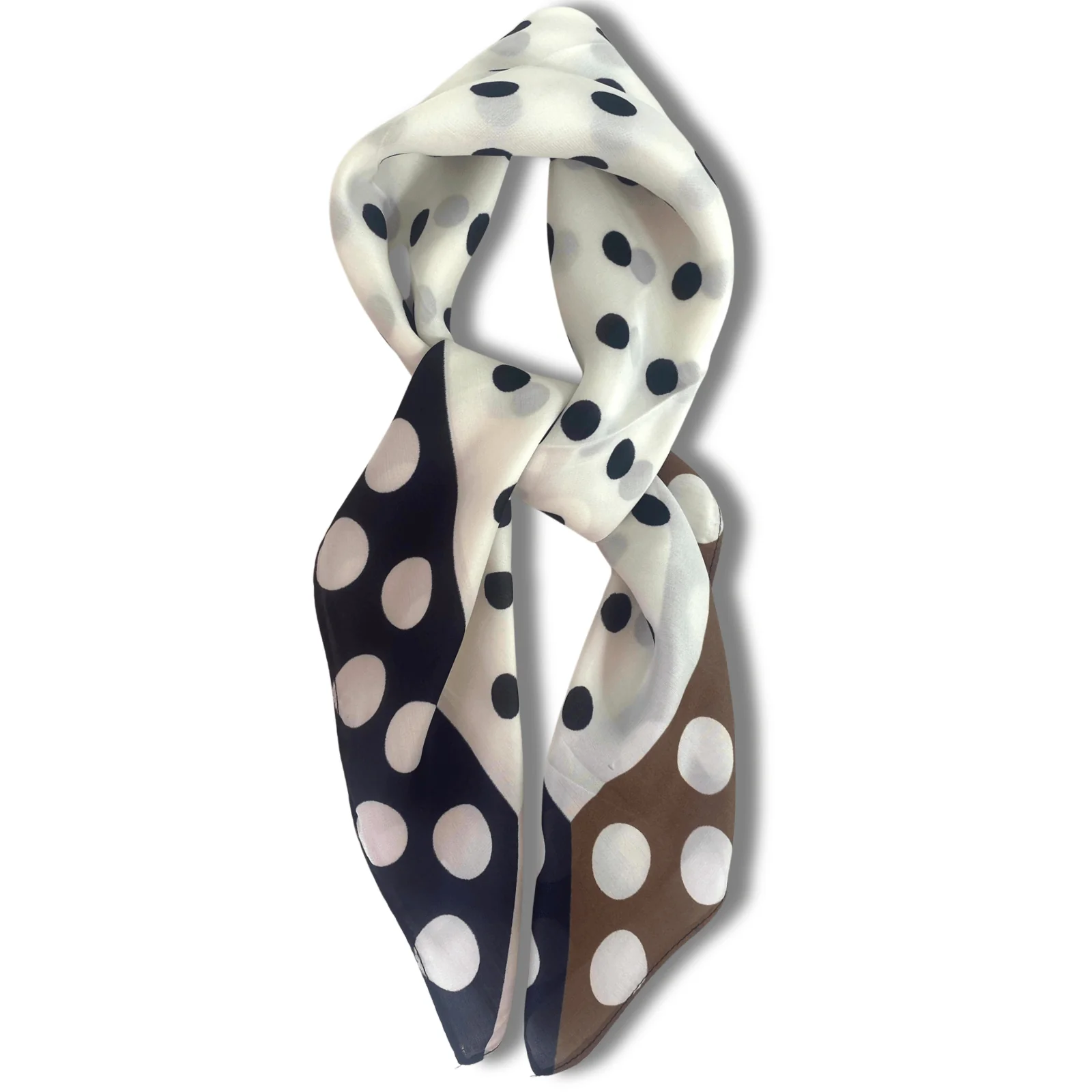 Dotty Pattern Neck Scarf - Black Cream