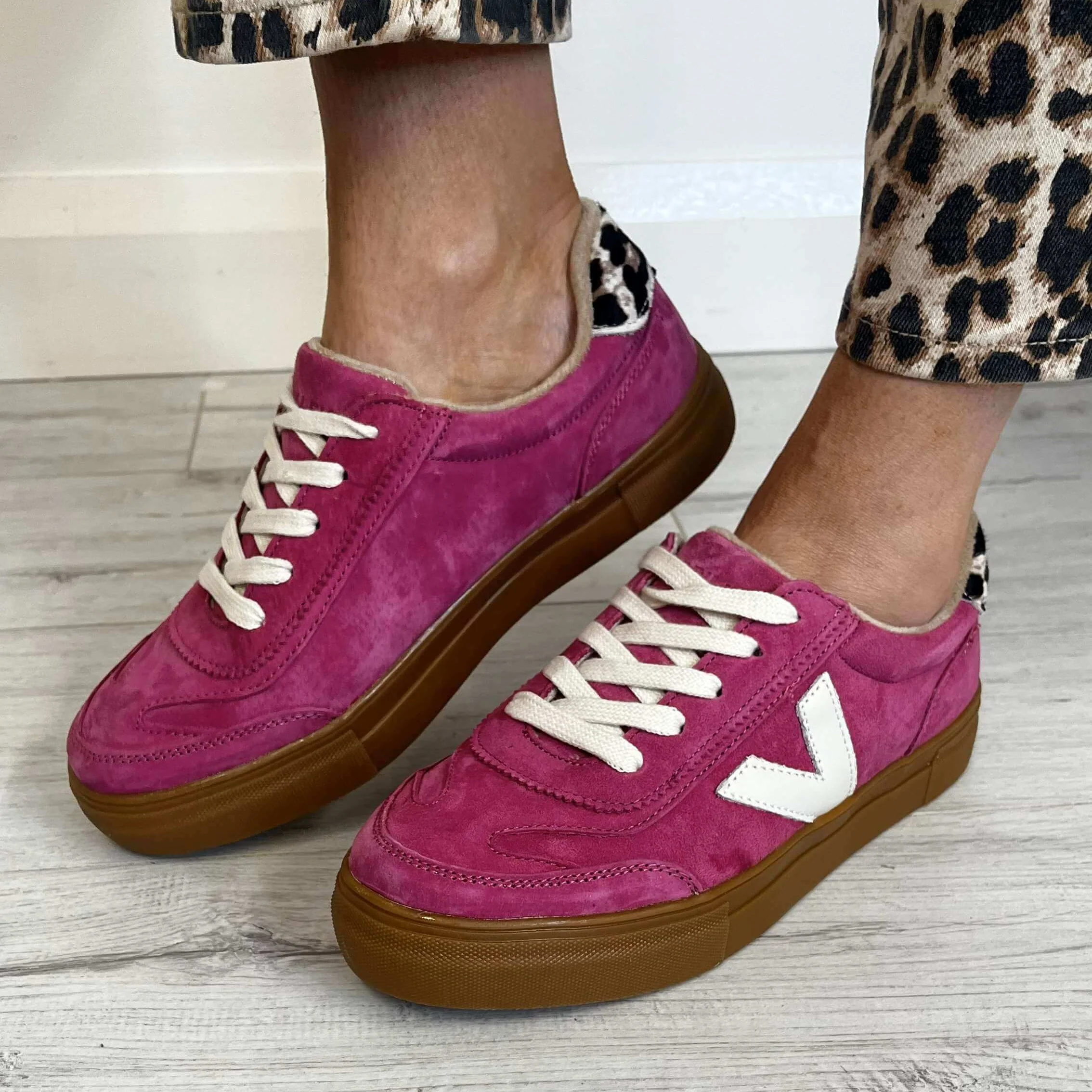 Drilleys Eighty Elevated Sole Sneakers - Pink Leopard - Image 3