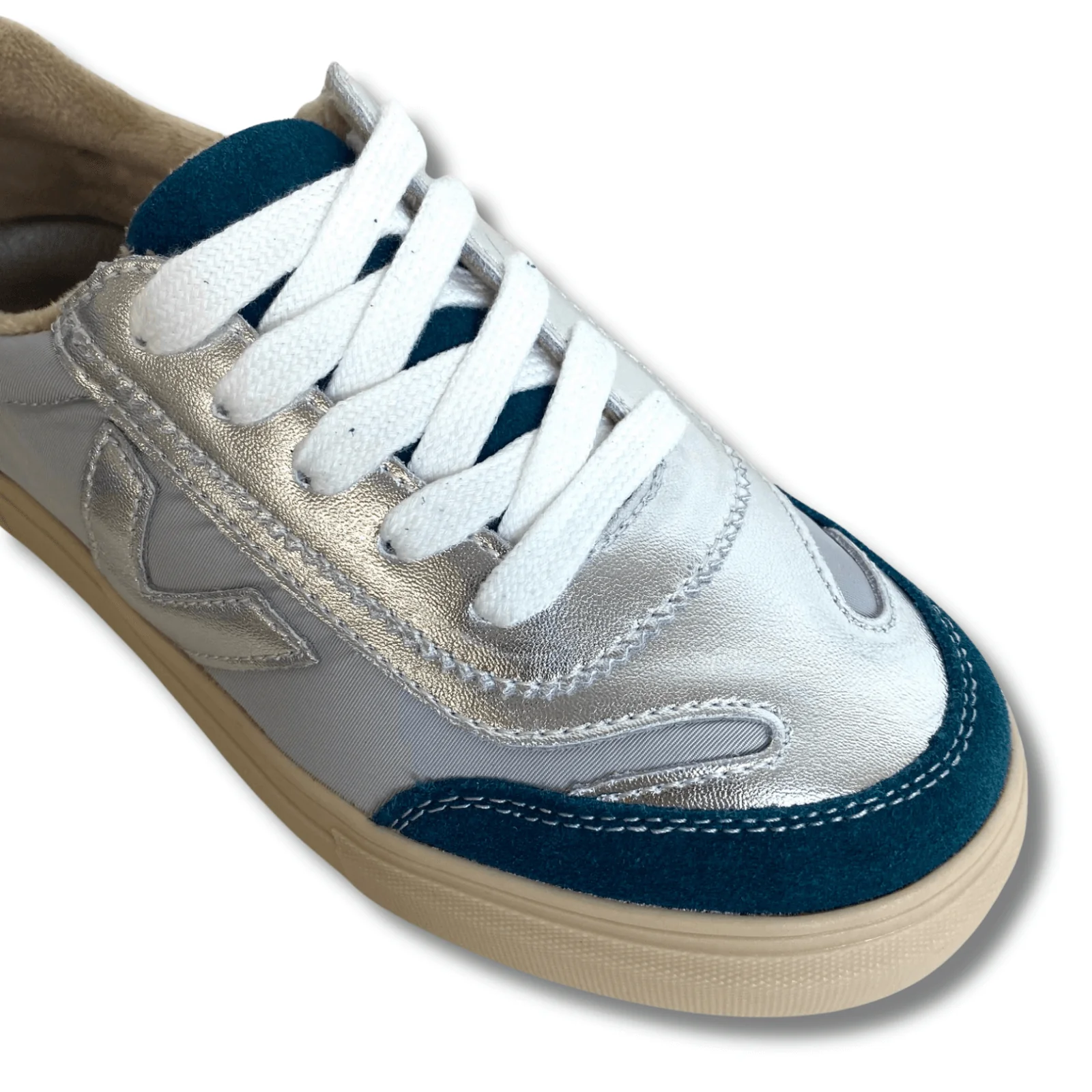Drilleys Eighty Elevated Sole Sneakers - Silver/Navy - Image 2