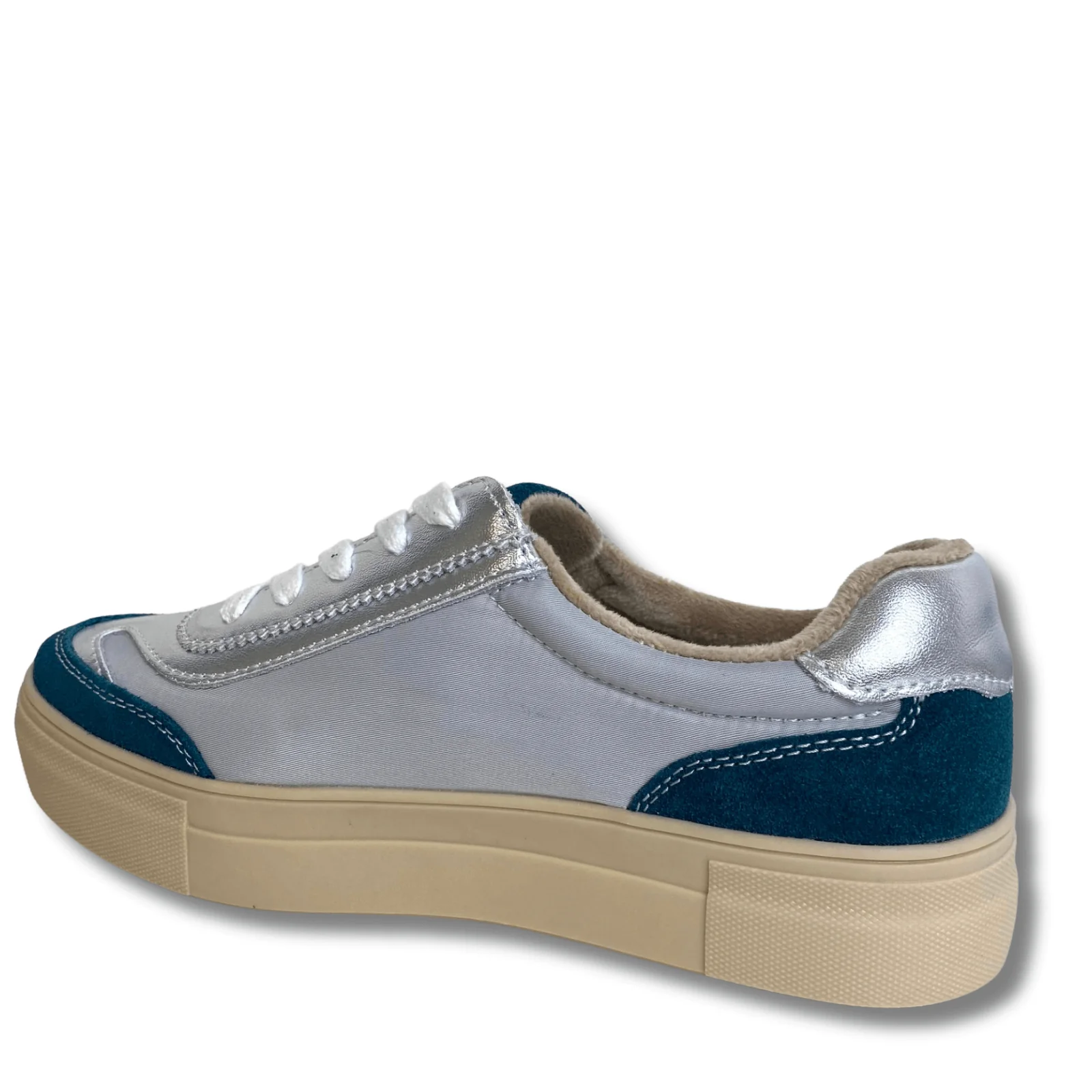 Drilleys Eighty Elevated Sole Sneakers - Silver/Navy - Image 3