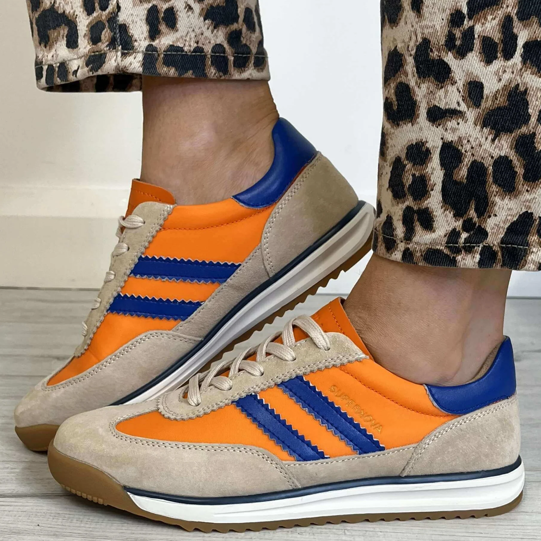 Drilleys Seventy Three Retro Sneakers - Orange Blue - Image 3